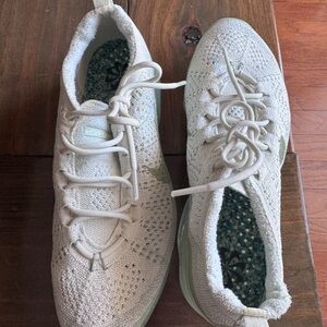 Nike Women's Knit Lace-Up Sneakers in Light Green and Cream